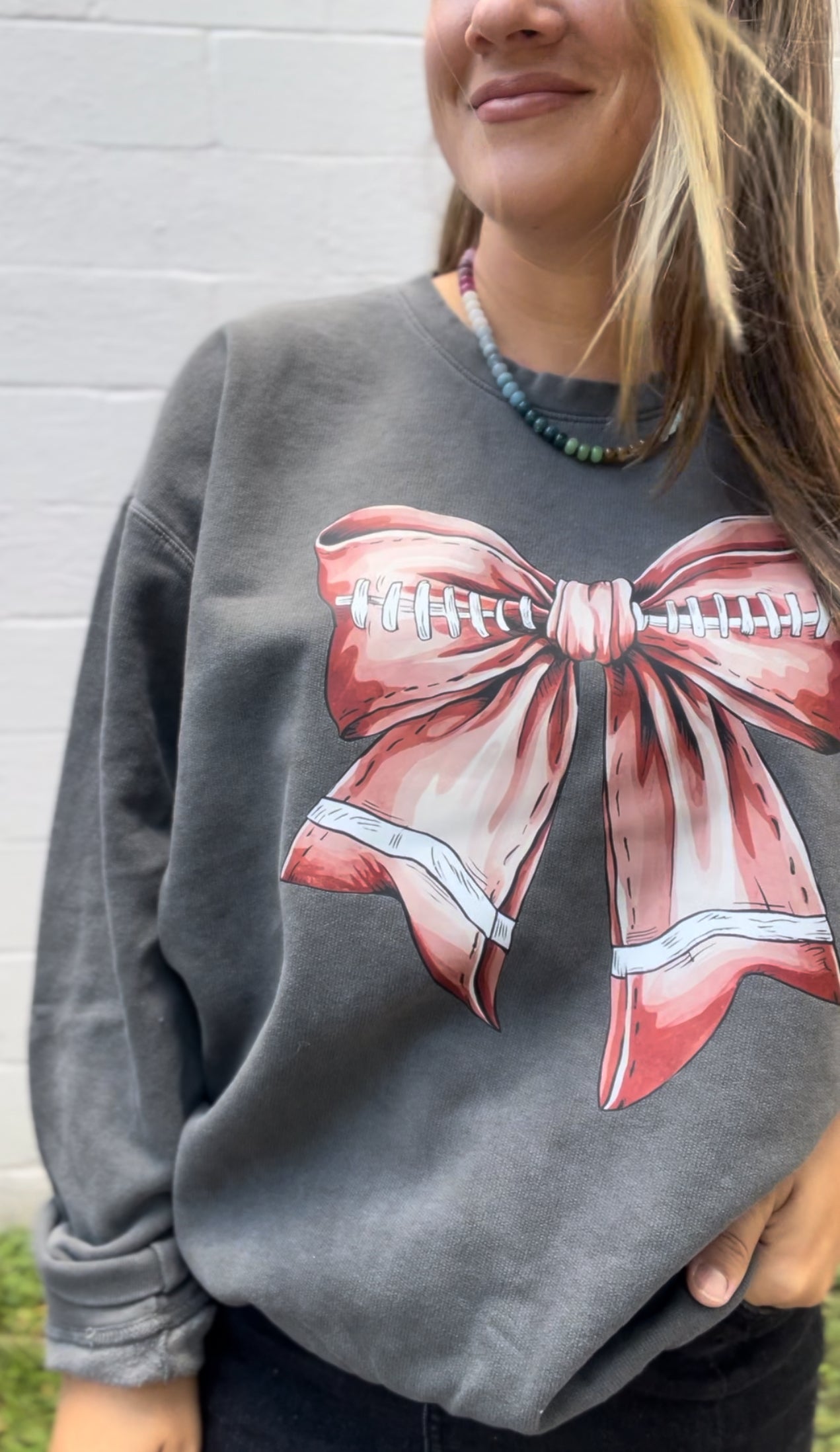 Football Bow Sweatshirt