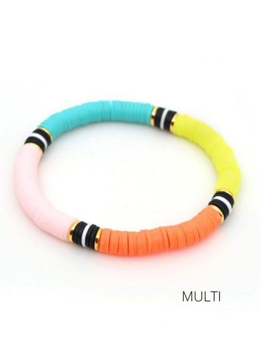 Polymer Colorblocked Bracelets with Gold Beads