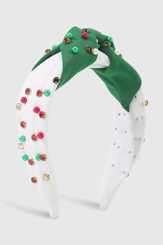 Holiday Headband- Green and White