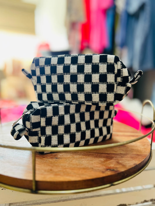 Checkered Cosmetic Bag