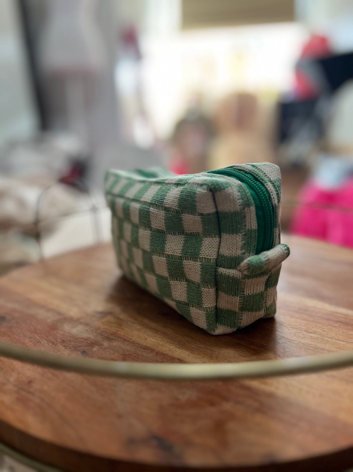 Checkered Cosmetic Bag