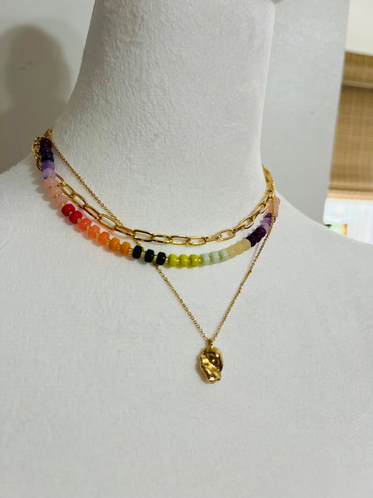 Layered Multi Colored Beaded Necklace