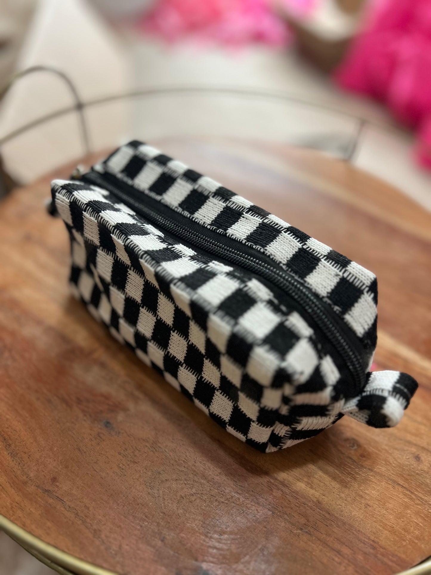 Checkered Cosmetic Bag