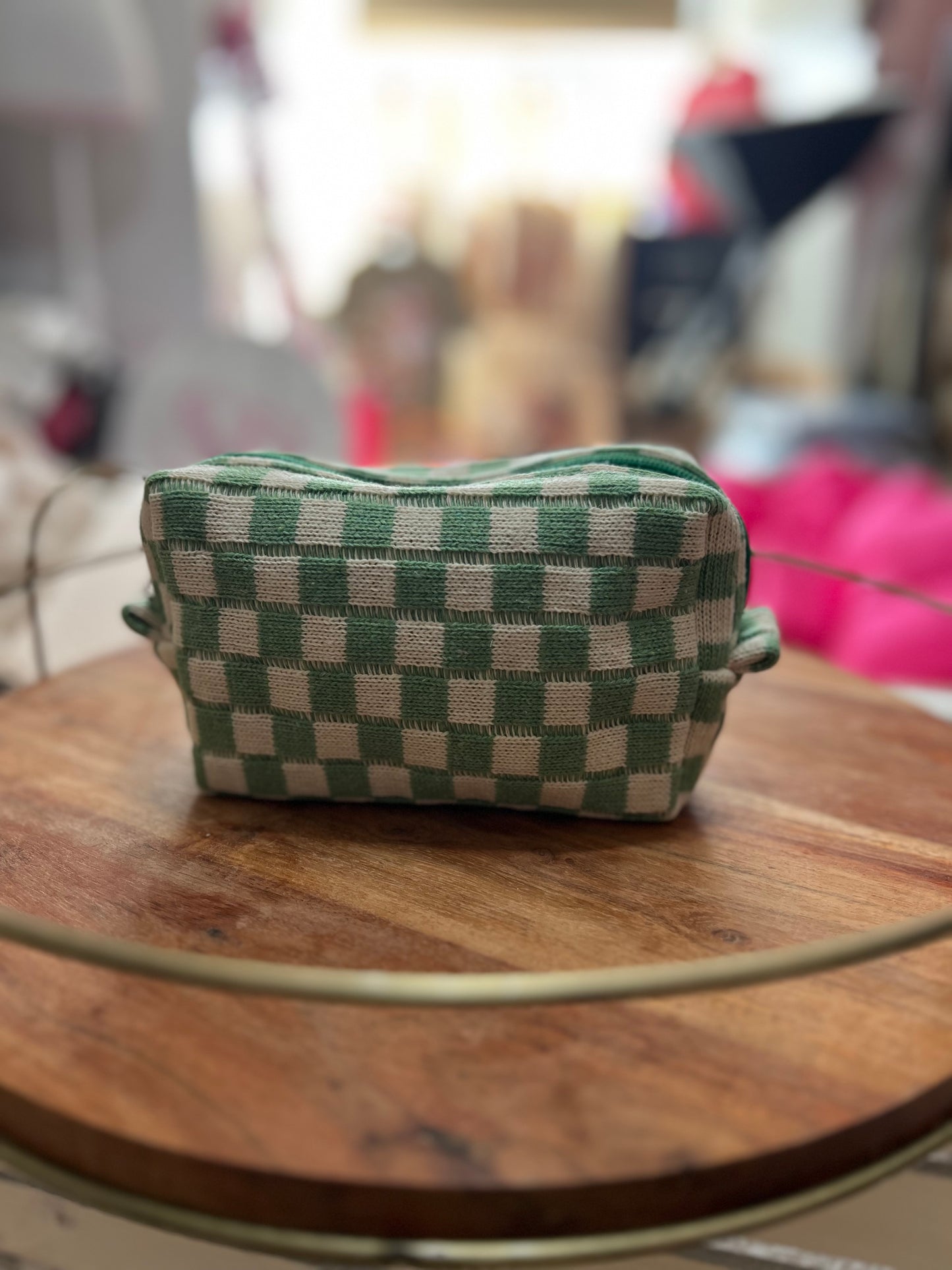 Checkered Cosmetic Bag