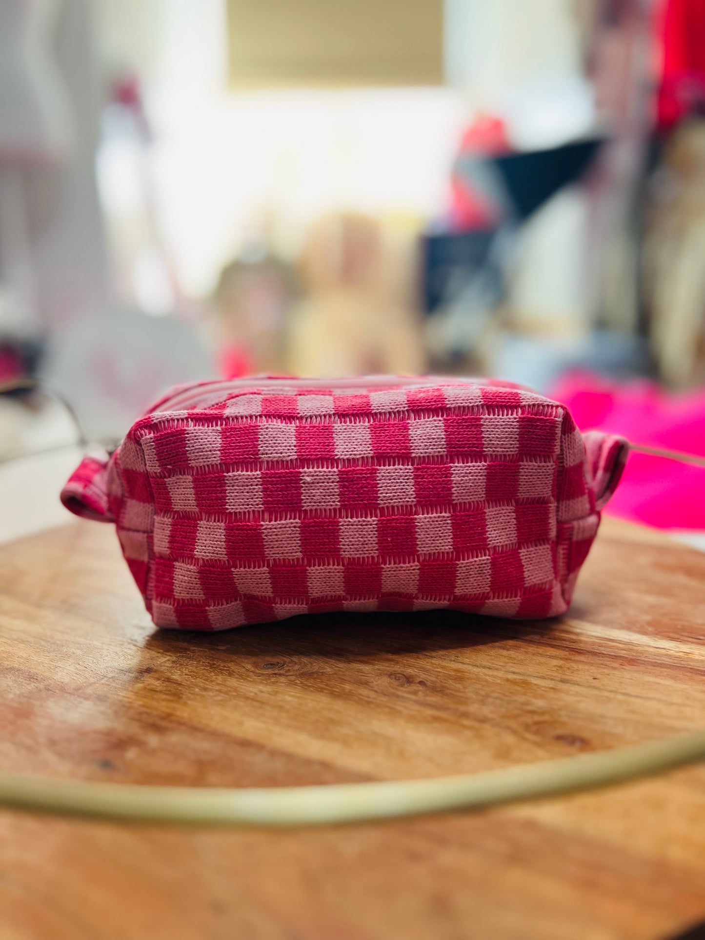 Checkered Cosmetic Bag