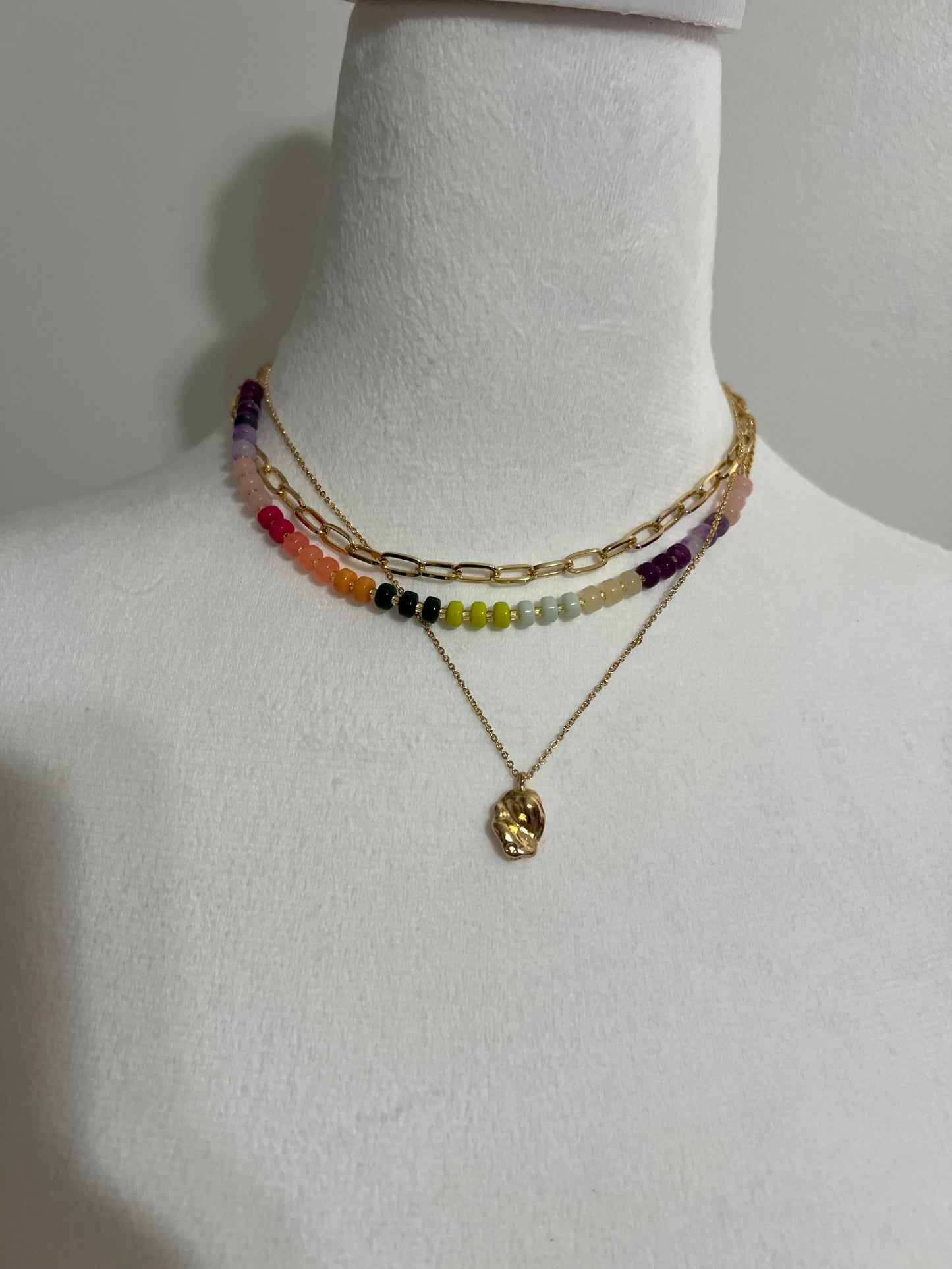 Layered Multi Colored Beaded Necklace