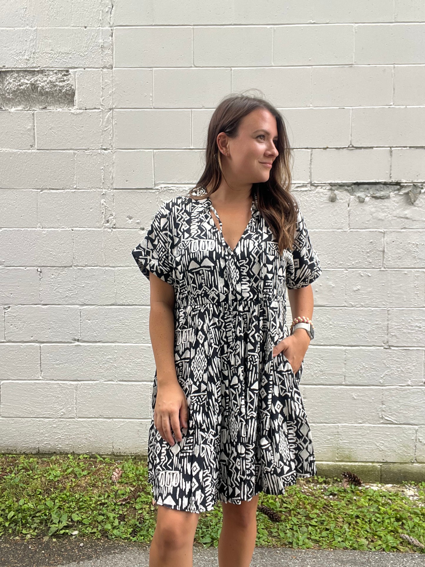 Black and White Babydoll Dress