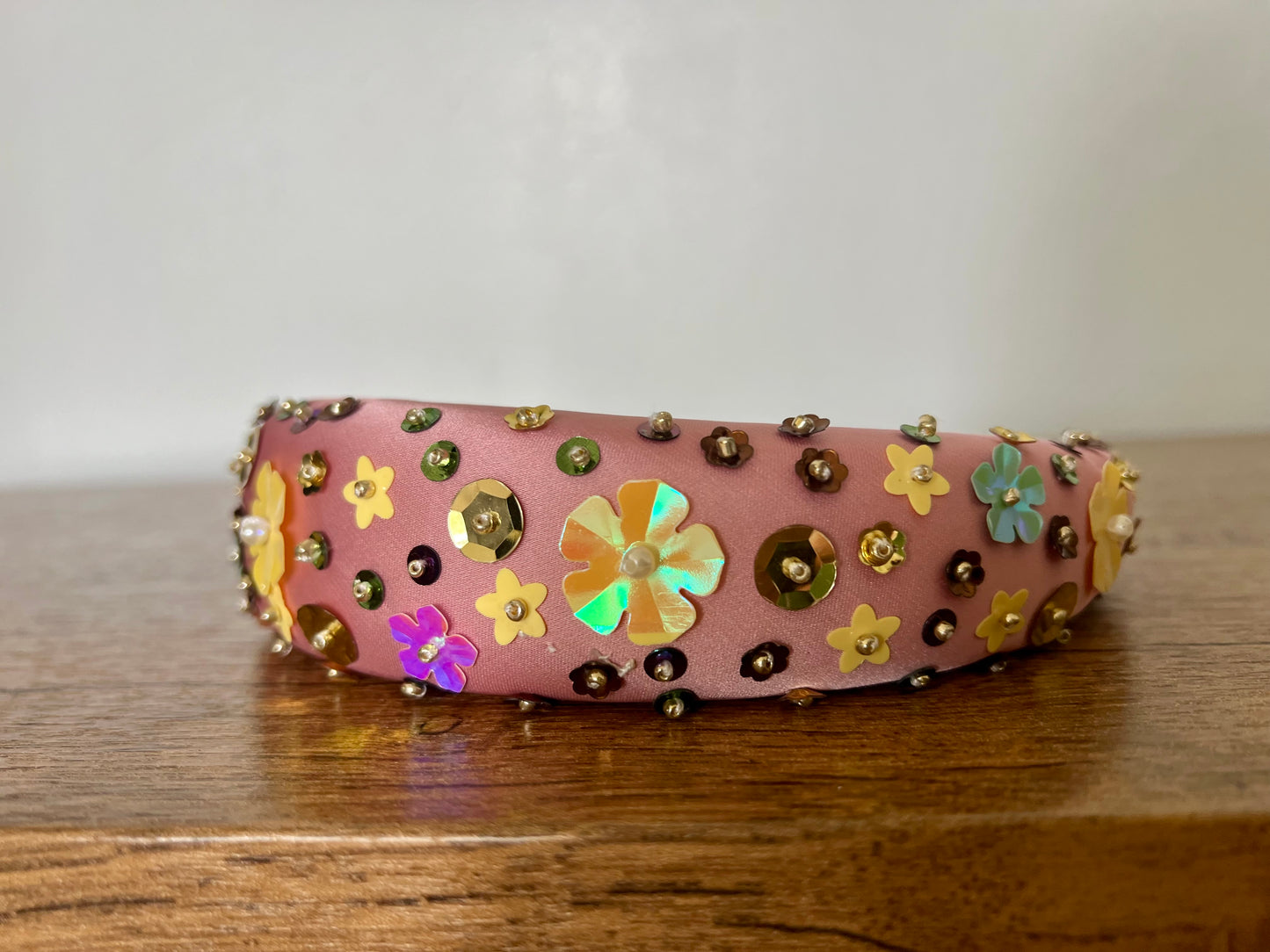 Spring Sequins Flower Padded Headband