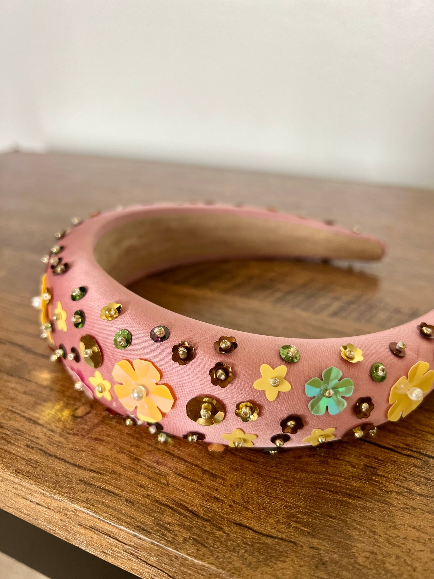 Spring Sequins Flower Padded Headband